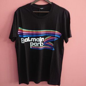 Balmain Logo Print Black T-Shirt